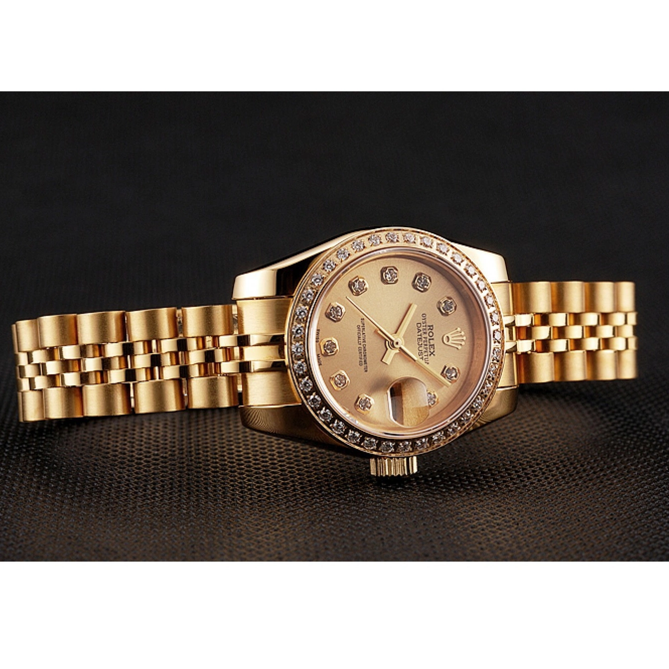 Good Copy Rolex Watches Bracelet Rolex Lady-Datejust Champagne Jubilee Bezel Gold Swiss Diamond Dial 1454096 0727
